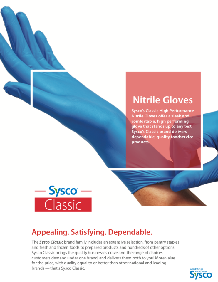 Sysco High Performance Nitrile Gloves Large Blue for sale online 