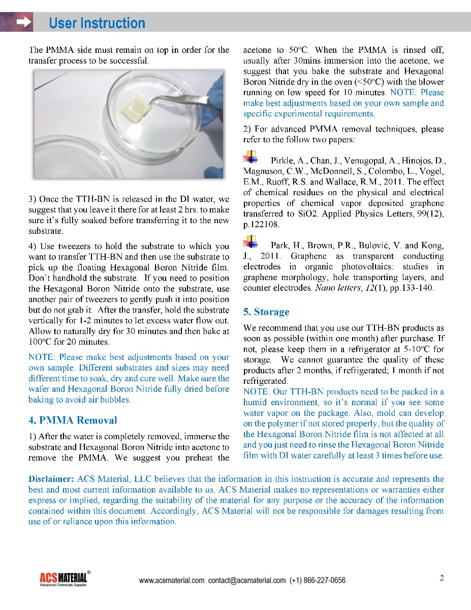 Trivial Transfer Hexagonal Boron Nitride Tth Bn Acs Material